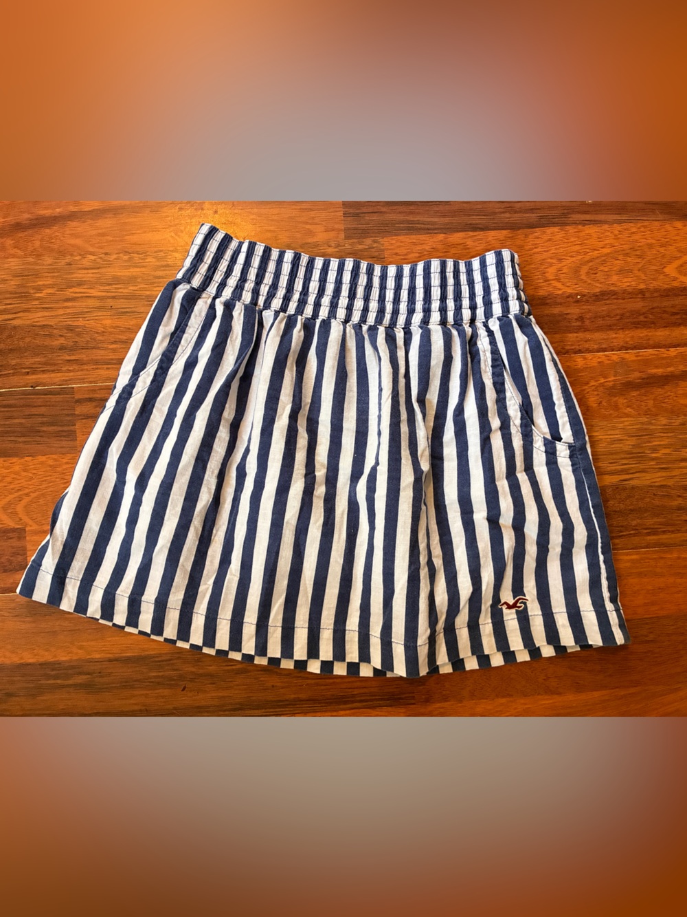 Hollister Navy & White Vertical Stripe Girls' Skirt